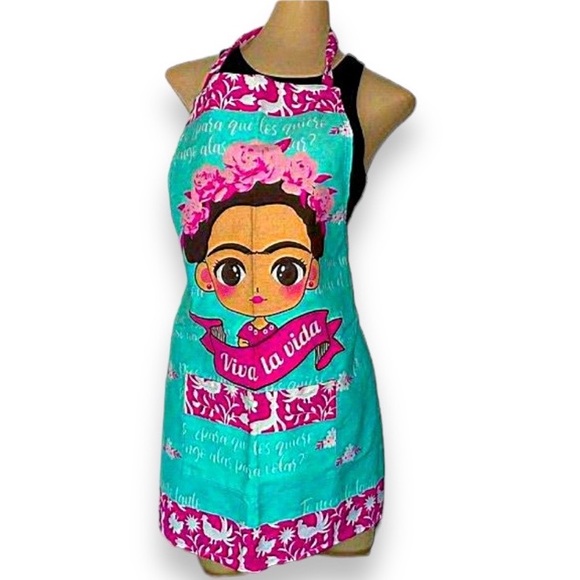 Frida Khalo Kitchen Apron Fridita Mandil Playful handmade *Adult Pockets garment - Picture 11 of 11